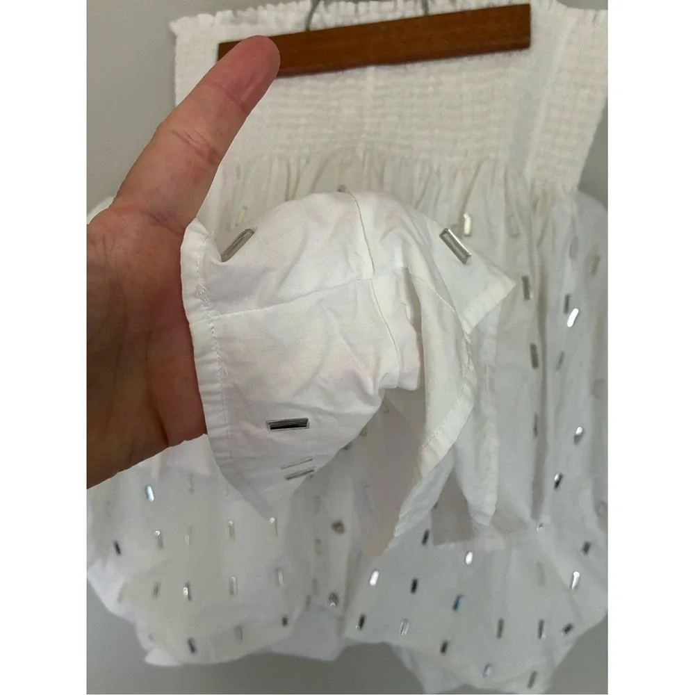 Queen of Sparkles White Mirror Jeweled Short Set Size Large‎